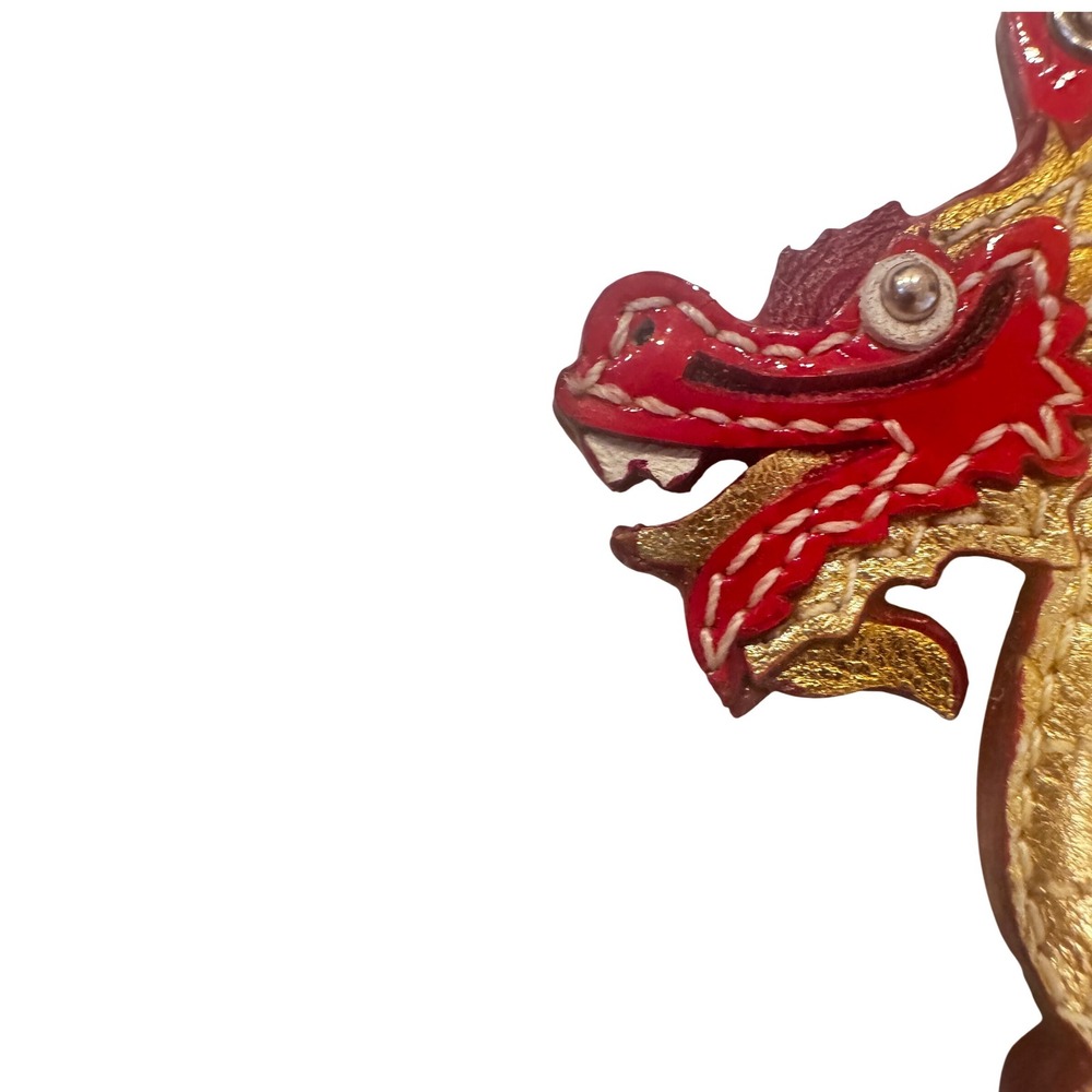 Coach Red Gold Leather Key Fob Year Of The Dragon New Year 2012 Zhang Lan RARE - Picture 7 of 10